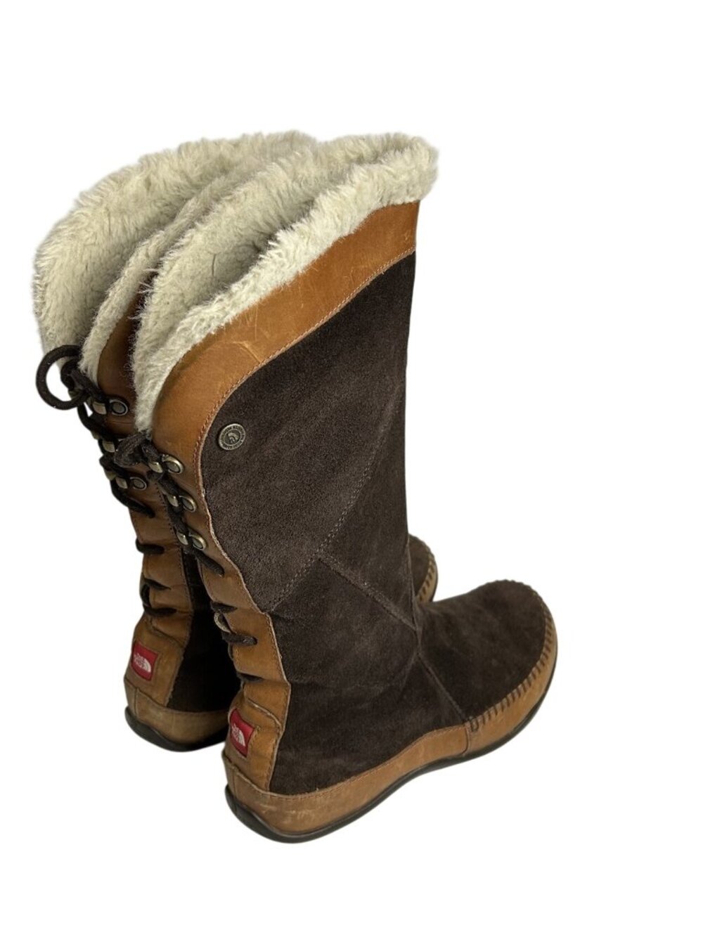 North Face Moccasin Janey Primaloft Winter Boots Side Zip Fur Lace Up Womens 8.5 - Picture 5 of 16